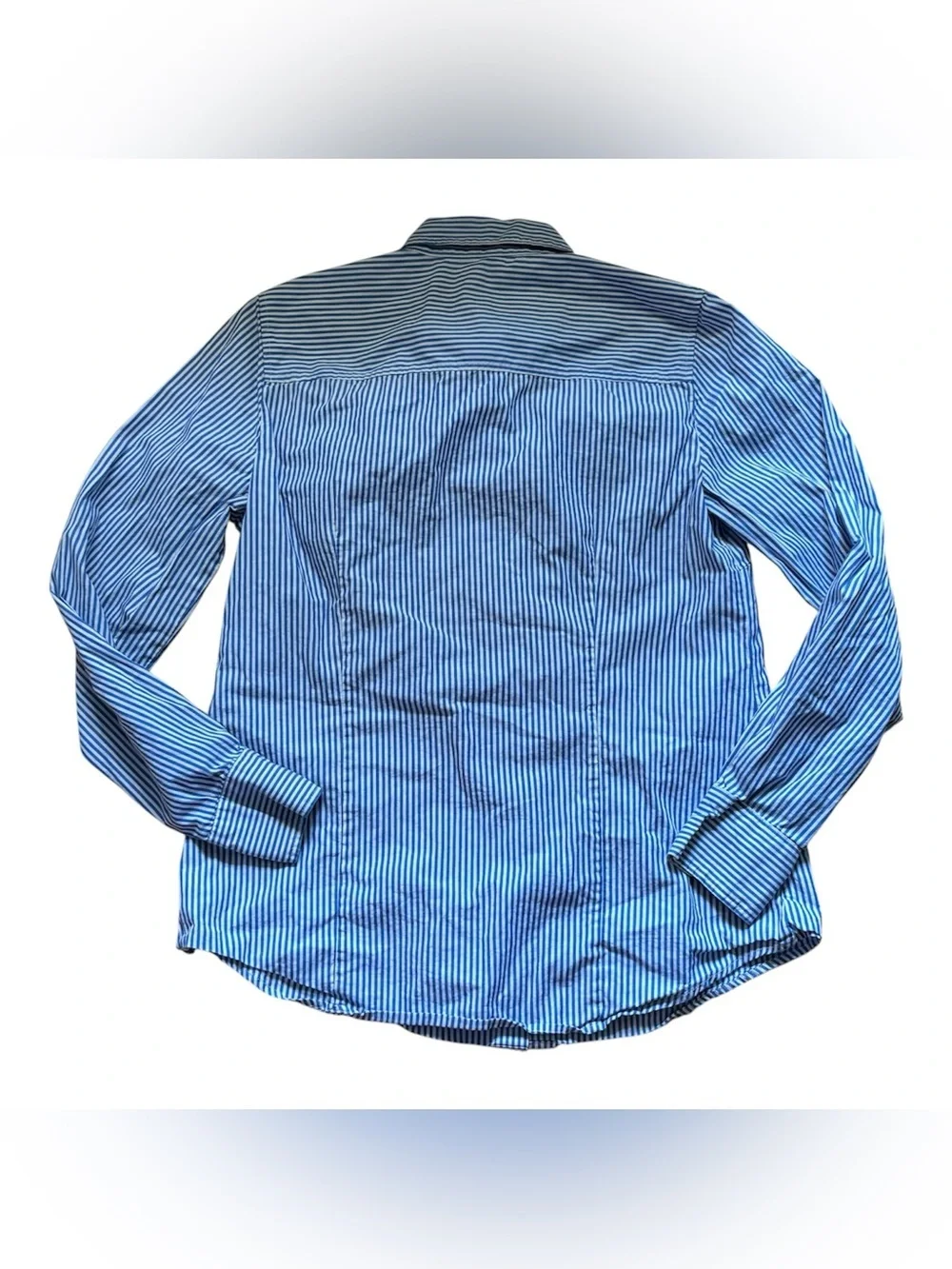 J. Crew Blue White Stripes Button Up Long Sleeve Shirt Womens Size Small Beach